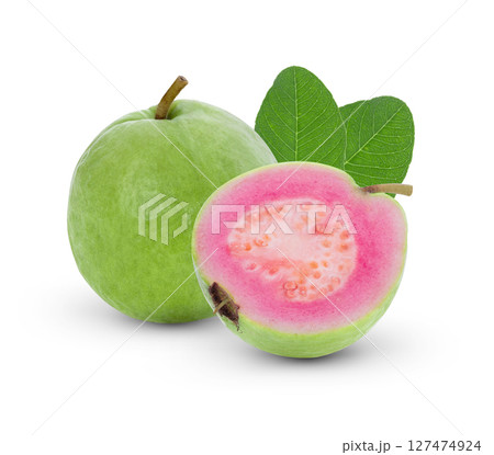 Pink guava isolated on white background 127474924