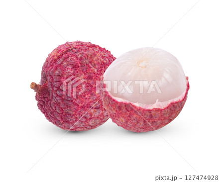 Lychee fruit isolated on white background 127474928