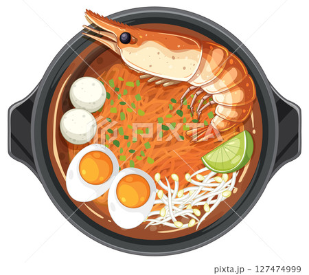 Vector Illustration of Thai Shrimp Noodle Soup 127474999