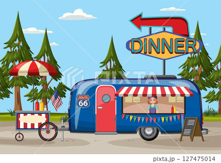 Retro Diner Trailer on Scenic Route 66 127475014