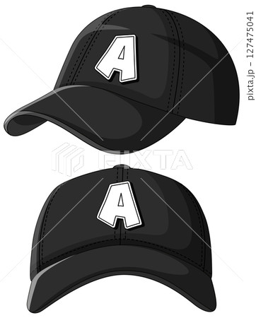 Black Baseball Caps with Bold Letter A 127475041