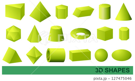 Vibrant Green 3D Geometric Shapes Collection 127475046
