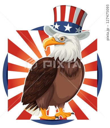 Patriotic Bald Eagle with American Top Hat Patriotic Bald Eagle with American Top Hat 127475093