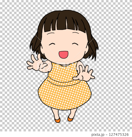 舉起手的快樂女孩 127475326