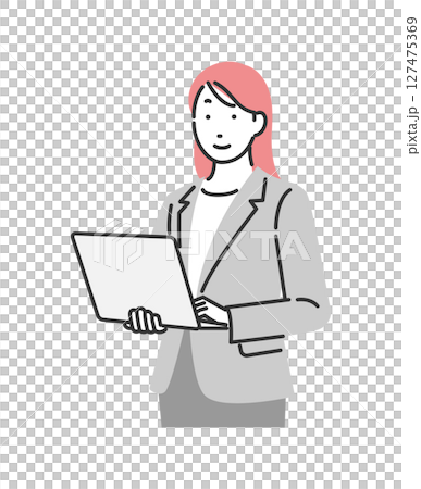 有一台便攜式計算機的女商人 有一台便攜式計算機的女商人 127475369