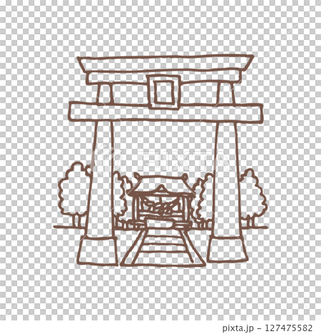 有神社鳥居的風景 127475582