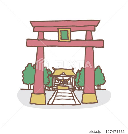 神社の鳥居のある風景 127475583