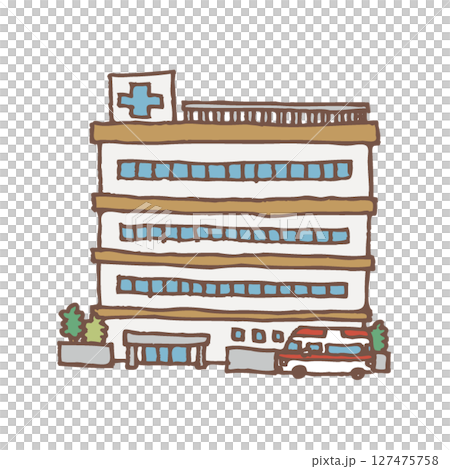 シンプルな病院のイラスト シンプルな病院のイラスト 127475758