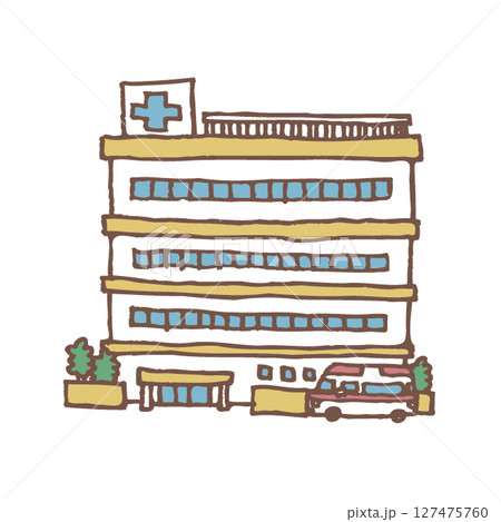 シンプルな病院のイラスト シンプルな病院のイラスト 127475760