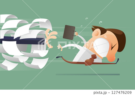 Illustration of office worker fleeing unpaid overtime chase. Illustration of office worker fleeing unpaid overtime chase. 127476209