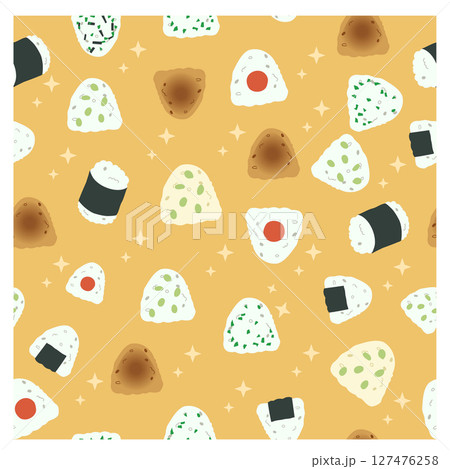 Seamless Japanese Food Pattern Featuring Cute...のイラスト素材 [127476258] - PIXTA