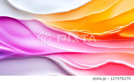Flowing colorful liquid waves create a vibrant abstract design 127476270