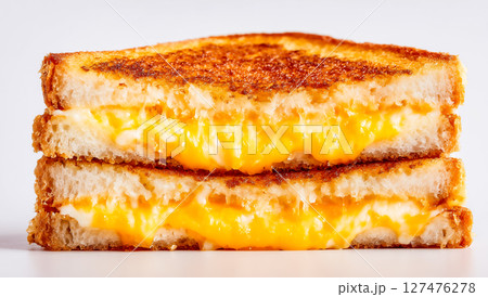 とろけるチーズのグリルサンドのマクロ、カリカリのパン とろけるチーズのグリルサンドのマクロ、カリカリのパン 127476278