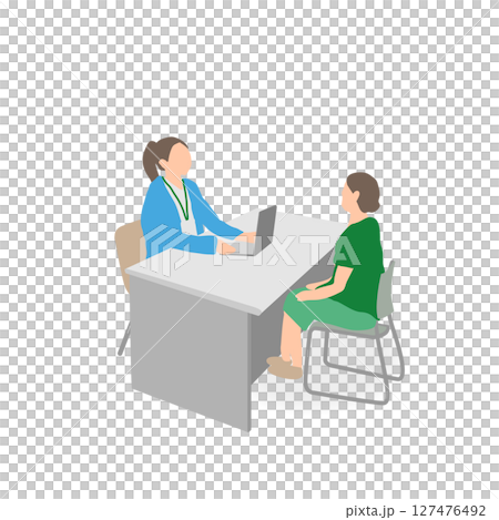 育兒諮詢中心（公共支持）一位母親和一位工作人員接受採訪的插圖 127476492