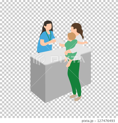 母親和孩子在兒童保育支持中心接受指導的插圖 127476493