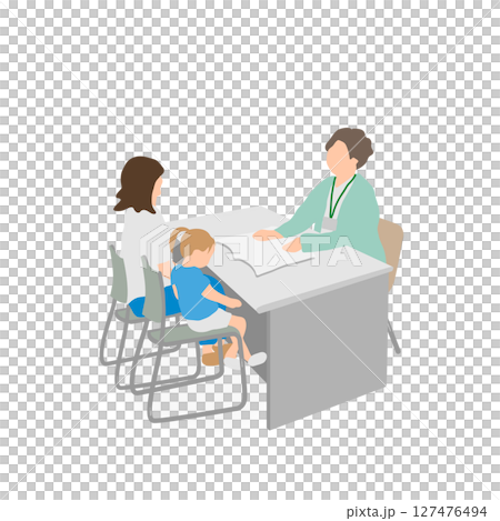 育兒家庭與福利工作人員（支援中心）會面的插圖 127476494