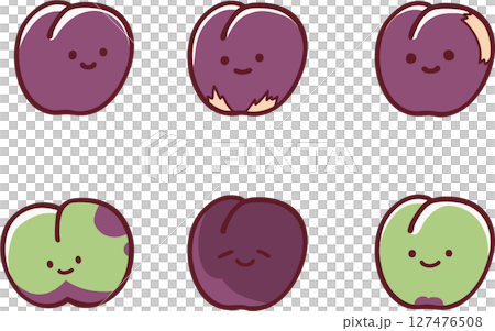 規格品と訳ありのすもものイラストセット 127476508