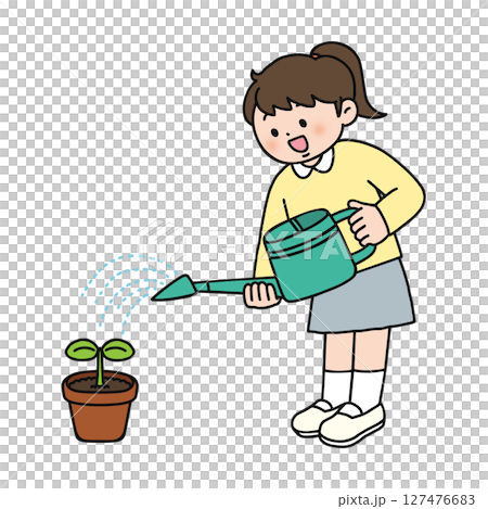 Girls watering plants 127476683