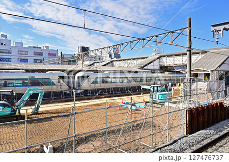 鉄道 私鉄:東武伊勢崎線 高架化工事の進む春日部駅 鉄道 私鉄:東武伊勢崎線 高架化工事の進む春日部駅 127476737