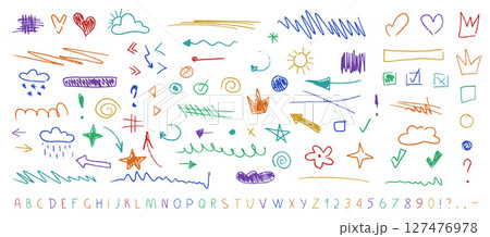 Crayon Alphabet and Underline Set 127476978