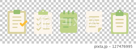 清單和文件平面圖標集、柔和色彩的備忘錄和註釋材料 127476995