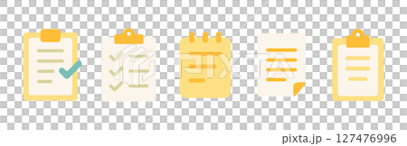 清單和文件平面圖標集、柔和色彩的備忘錄和註釋材料 127476996