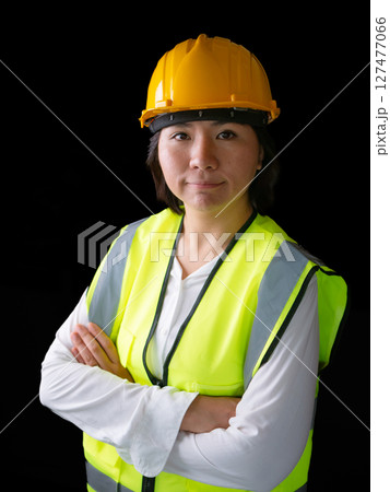 factory woman workers or technicians civil Engineer or Architecture project management smile at camera. 127477066