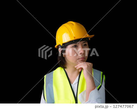 factory woman workers or technicians civil Engineer or Architecture project management thinking idea decision plan. factory woman workers or technicians civil Engineer or Architecture project management thinking idea decision plan. 127477067