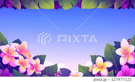 南国のイメージ、プルメリアのフレーム 127477122