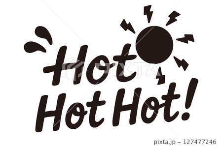 英語フレーズ素材 - Hot Hot Hot!（モノクロ／単品） 127477246