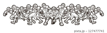 Outline Cartoon American Football Players Mix Action Sport Graphic Vector Outline Cartoon American Football Players Mix Action Sport Graphic Vector 127477741