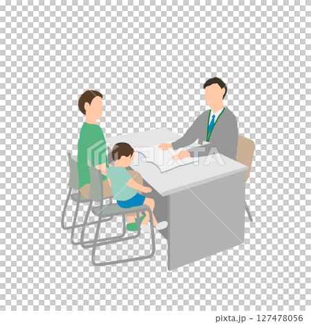 父親與孩子商量的情況（訪談場景） 127478056