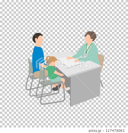 Illustration of a father and child meeting with a counselor (public support) Illustration of a father and child meeting with a counselor (public support) 127478061