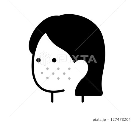 そばかすのある女性の顔のイラスト　ベクター 127478204