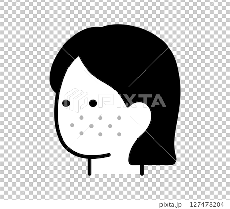 そばかすのある女性の顔のイラスト　ベクター 127478204