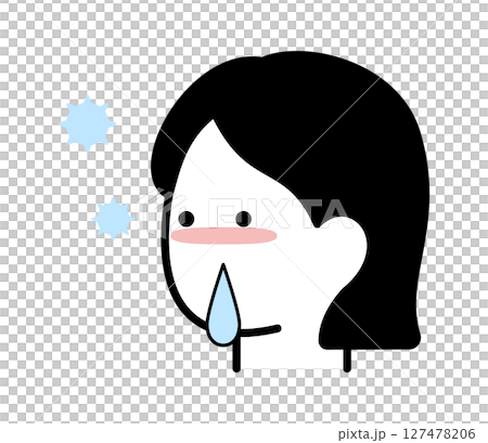 Vector illustration of a woman with a runny nose Vector illustration of a woman with a runny nose 127478206