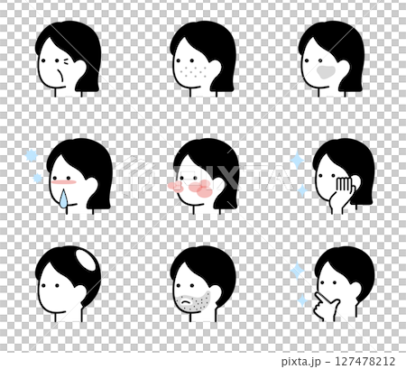 Skin symptoms icon illustration set vector 127478212