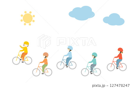 サイクリングをする男女 127478247
