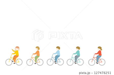 カラフルな自転車に乗る人々のフレーム 127478251