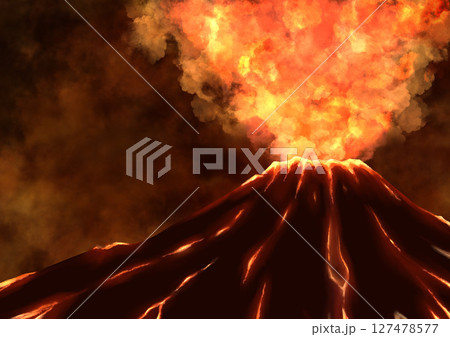 煙を上げて噴火する火山 煙を上げて噴火する火山 127478577
