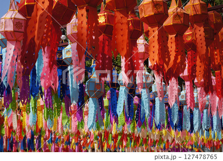 Colorful Lanterns Decorate a Vibrant Festival in Thailand Colorful Lanterns Decorate a Vibrant Festival in Thailand 127478765
