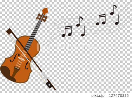 シンプルな演奏しているヴァイオリンのイラスト素材 127478836