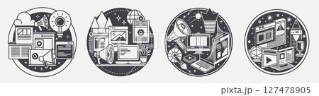 marketing promotion ads template, sales service loyalty satisfaction customer 127478905