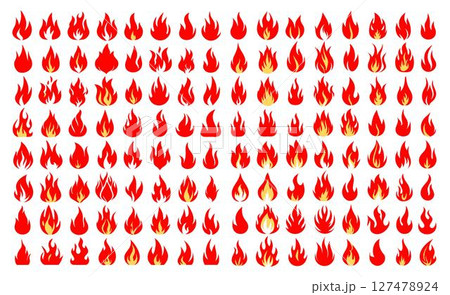flames two colors show variation fire shapes sizes, avarice envy greed jealousy 127478924