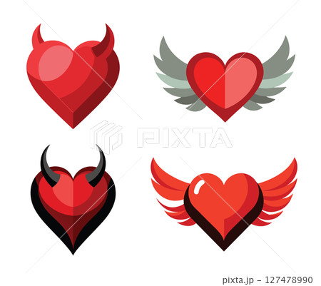 heart with horns set, togetherness forever infinity eternity 127478990