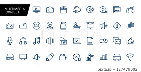 set multimedia icons for websites apps digital projects, interface button collection symbol 127479002