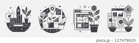 set growth hacking template design, data email automation analytics 127479020