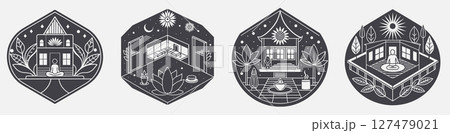 set holistic wellness template design, natural meditation lifestyle mind 127479021