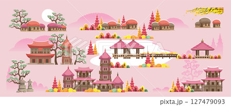 city scene with castle traditional asian style building for kids city scene with castle traditional asian style building for kids 127479093