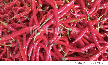 fresh red chilli at market 127479179